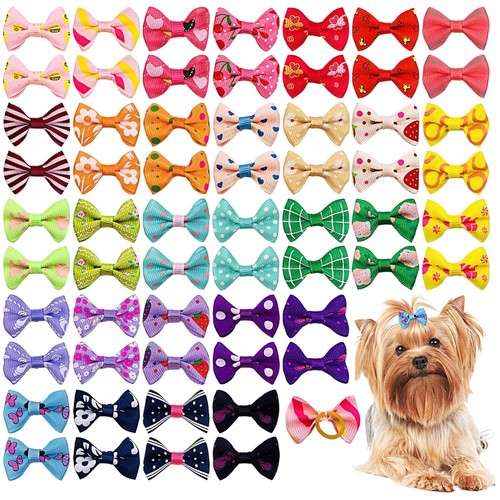 Colorful small dog bowknot - dog,